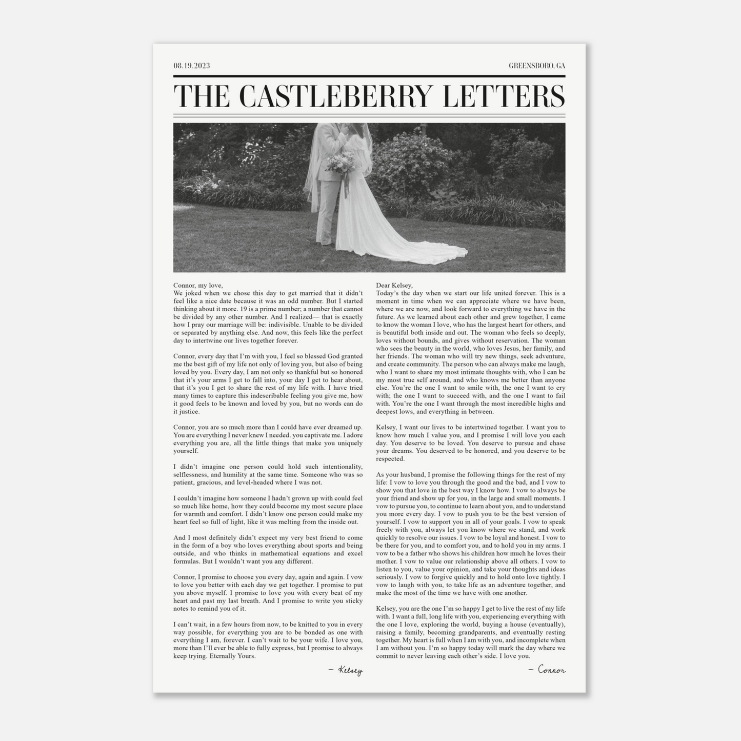 Custom Wedding Vows Print